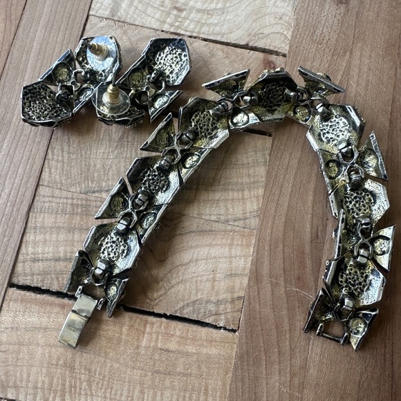 VTG Byzantine Etruscan Mogul Cabs Bracelet 7 Inch w Earrings Multicolor Ornate - Picture 10 of 13